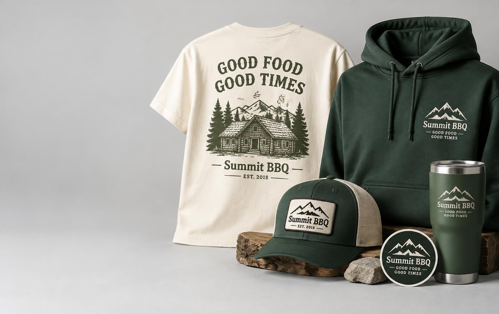 Custom restaurant t-shirt, hoodie, cap and tumbler